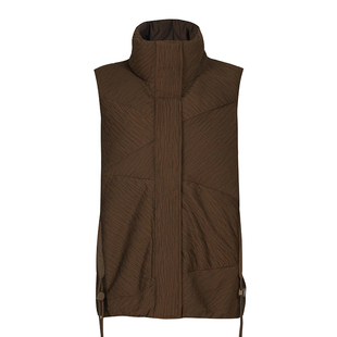 XINSILU新思路女装专柜冬装时尚深咖色立领肌理短款马夹女羽绒服