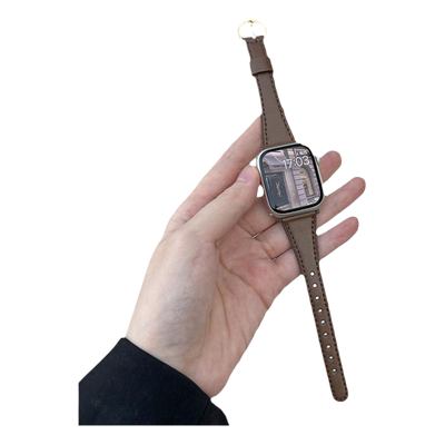 适用iwatch细款马蹄玫金扣皮表带