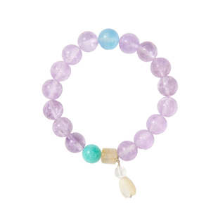 【财源兴旺】富贵/有人帮 紫锂辉石紫水晶天然水晶原创手串手链女