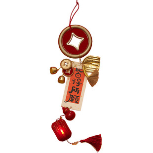 2026创意铜钱挂件春节马年钱币扫把门挂乔迁氛围布置小挂件装饰品