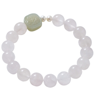 有灵韶祈天然粉水晶手串女款和田玉珍珠手链礼物祈福/心愿/好人缘