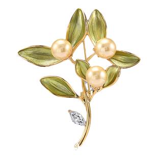 RAINBOW金珠桔子胸针高档女气质胸花 珍珠奢华大衣别针配饰送闺蜜