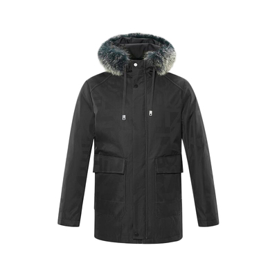 品牌剪标撒柜兔毛领连帽夹克外套