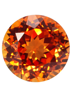 芬达色培育蓝宝石圆形裸石 合成彩宝再生钻实验室提拉法橙黄色