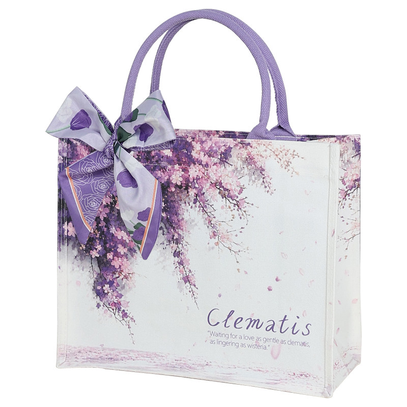 紫色花卉帆布手提袋定制