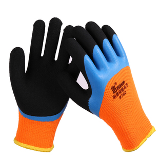 左右手 劳保手套耐磨毛圈加厚加绒保暖浸胶塑胶机械工作防护手套