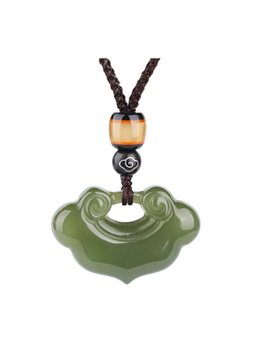 和田玉同心如意锁吊坠女款