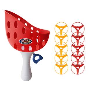 超级飞侠二合一脚踩竹蜻蜓飞行器弹射飞盘拉线飞碟配捞网儿童玩具