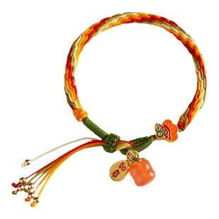 本命年属马手链女柿柿如意红绳编织手绳女生护身符轮回手绳男款