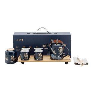 上新了故宫松鹤延年陶瓷中式茶具套组礼盒商务退休长辈文创礼物