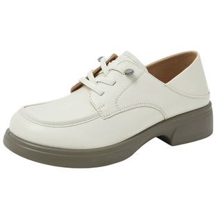 康莉德比鞋女2025年秋季新款真皮英伦风小皮鞋系带乐福鞋商场同款