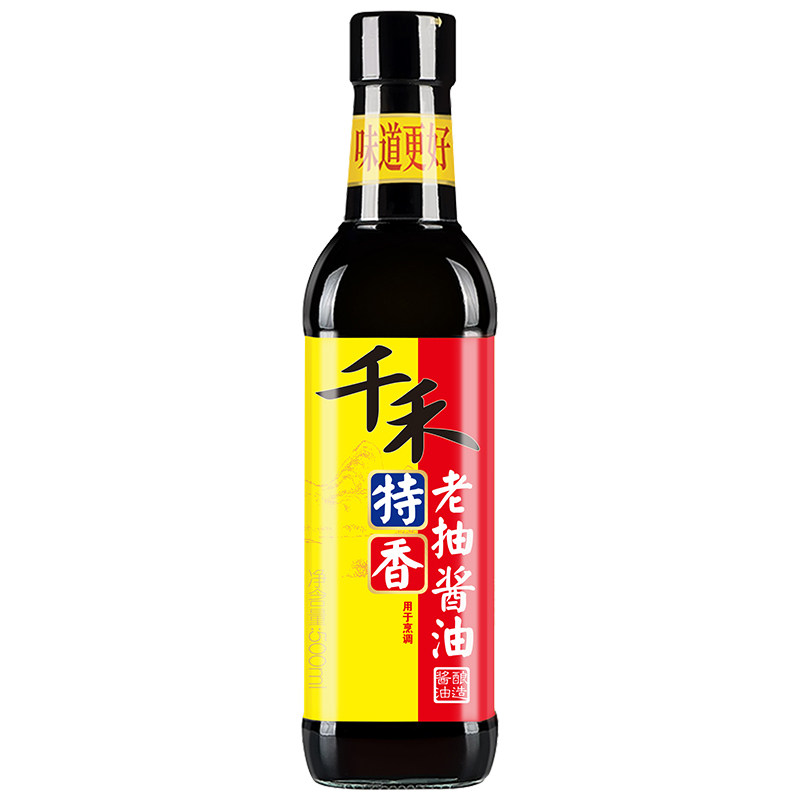 千禾特香老抽500ml非转基因大豆酿造酱油红烧卤味提鲜上色调味品