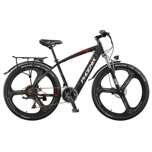 凤凰26寸电动自行车变速越野隐藏锂电池助力车前减震山地电动车