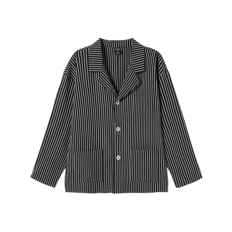 韦恩泽维尔休闲大码条纹西服外套