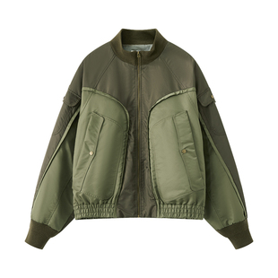 ORGANIC EMOTION立体解构拼接羽绒服MA-1飞行员羽绒夹克外套冬OE