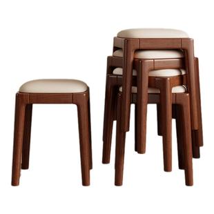 凳子叠放软包凳子实木家用结实耐用客人备用凳子餐凳轻奢高级感