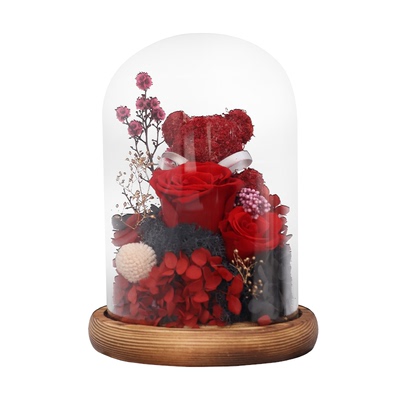 小熊永生花高级感礼盒玫瑰花束闺蜜生日礼物结婚真花表白送女友