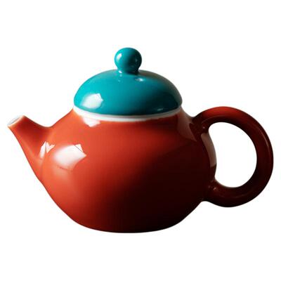 归舟故宫红湖蓝小圆壶陶瓷功夫茶具带过滤泡茶壶一人饮专用泡茶器