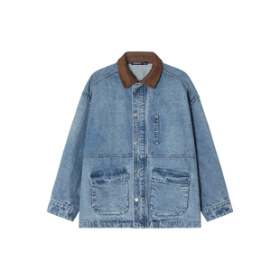 【男装专场】Unvesno(UN)水洗麂皮领怀旧牛仔外套夹克
