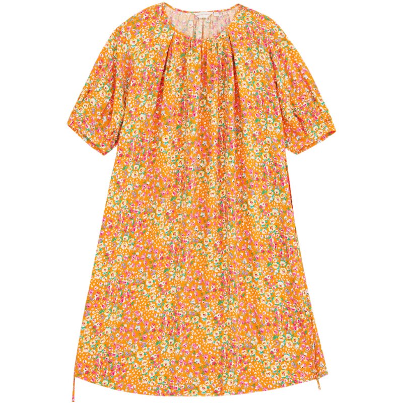 橘色优雅气质阁兰秀A字裙