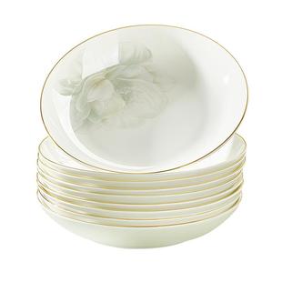 骨瓷盘子菜盘家用2025新款金边碗碟套装餐具高级感菜碟子餐盘深盘