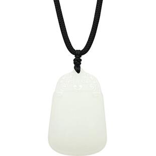 周六福旗舰店和田玉吊坠男女云纹无事牌玉坠白玉石挂件情人节