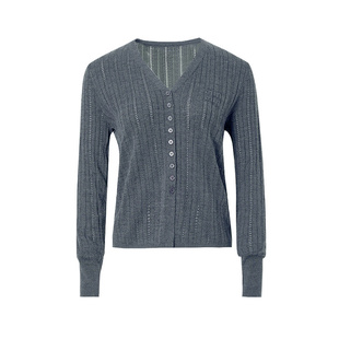 时尚米白V领细条纹针织衫女MOFAN摩凡2026春新款高级感显瘦毛衣