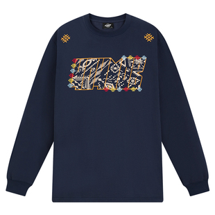 404MOB重工刺绣270g春季2026长袖T恤男潮牌宽松防晒凉感情侣上衣