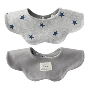 韩系婴儿围嘴纯棉宝宝花瓣口水巾A类双面360度可旋转柔软吸水