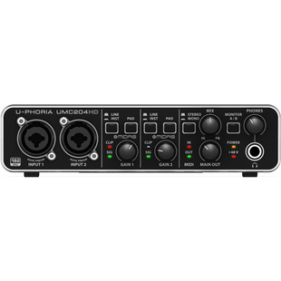 BEHRINGER/百灵达UMC204HD 专业录音USB声卡外置电脑直播乐队编曲