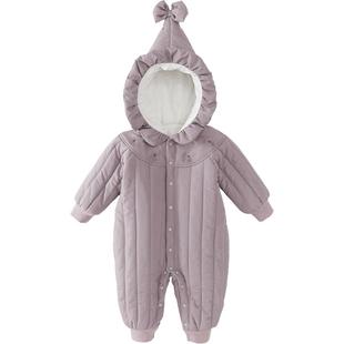 女宝宝棉服连体衣秋冬夹棉加厚棉衣幼儿拜年衣服保暖棉袄婴儿冬装
