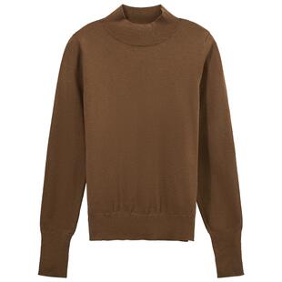 热风打底衫2025年冬款女士基础款纯色半高领针织衫舒适上衣毛衣