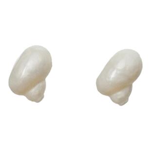 此地手作贵气珍珠白小海螺耳钉 时髦精致海螺耳环 简约气质耳夹