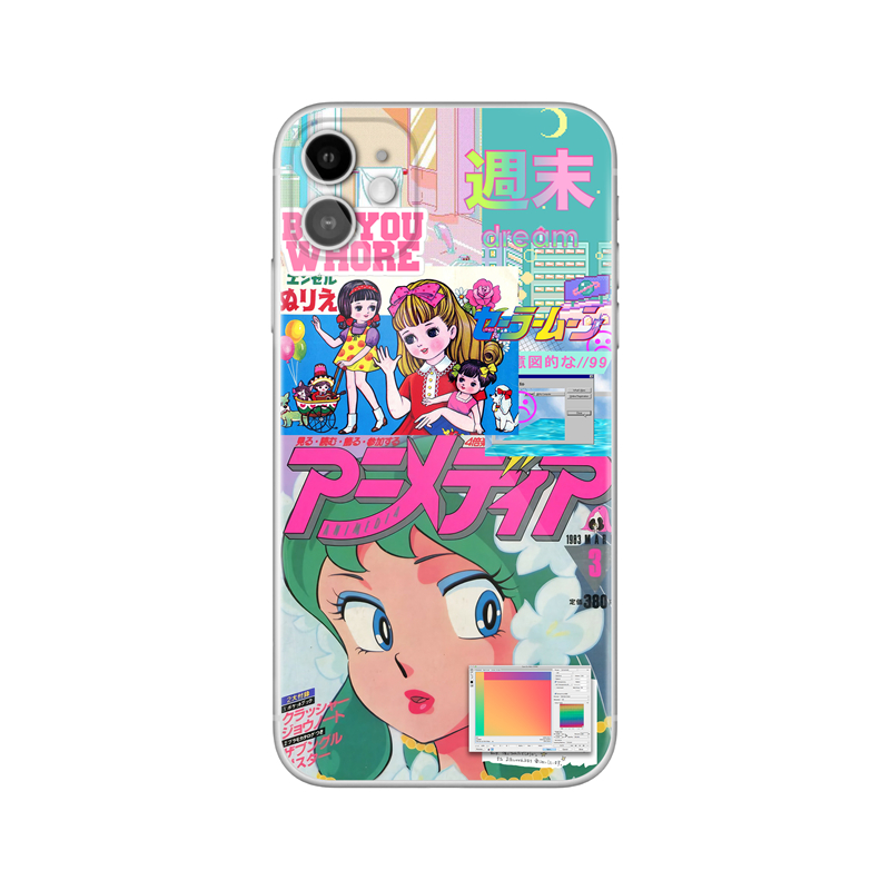 ins风日韩美少女适用iPhone15手机壳14复古13苹果12promax软x华为Mate60