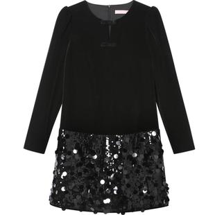 SALT.P可颜法式千金风黑色亮片丝绒连衣裙a字短款AC34505090