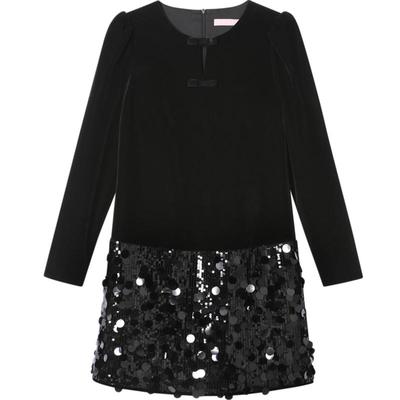 SALT.P可颜法式千金风黑色亮片丝绒连衣裙a字短款AC34505090