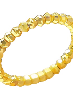 18k金戒指女碎金子蹦迪珠弹力记忆爆闪黄金色绕圈时尚高级感指环