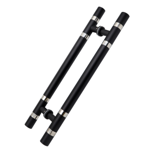 黑亮环哑黑色烤漆无框玻璃门拉手 加厚不锈钢大门把手木门KTV扶手