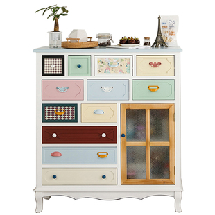 美式五斗柜实木卧室收纳五斗橱地中海客厅靠墙家具北欧式储物柜子