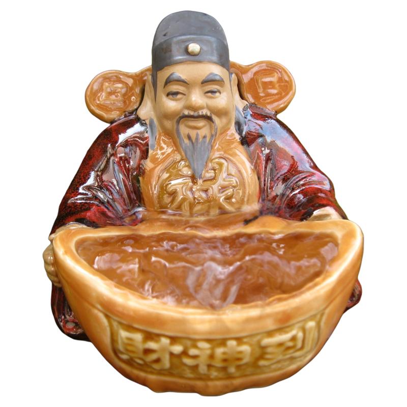 中古风陶瓷财神到假山流水盆