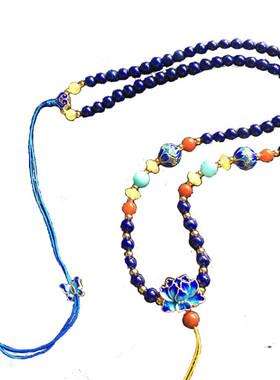 原矿青金石项链搭配南红蜜蜡