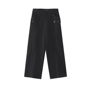 FILA FUSION斐乐潮牌梭织长裤女子2026夏季新款休闲宽松直筒裤子