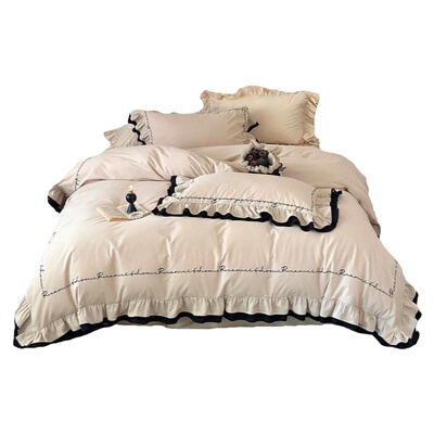 四件套全棉贡缎磨毛法式床上用品