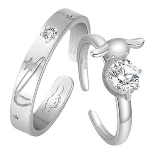正港ZGOx三丽鸥玉桂狗情侣戒指纯银小众三丽鸥男女款开口对戒礼物