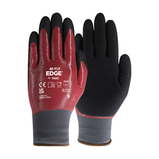 安思尔48-919耐油劳保手套双层丁腈涂层耐磨防油修理加工机械车间