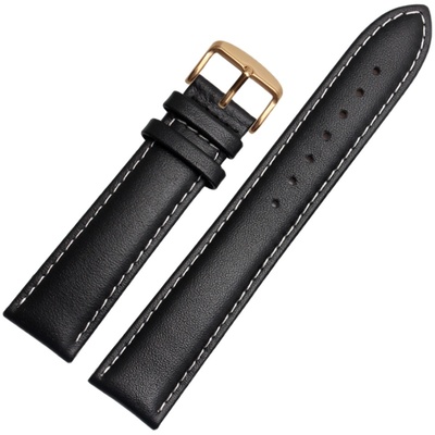 卓磊平纹通用型黑棕色牛皮表带