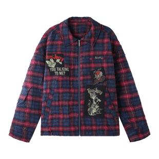 【猫和老鼠联名】BJHG不计后果复古格子外套男款冬季男装夹克外套