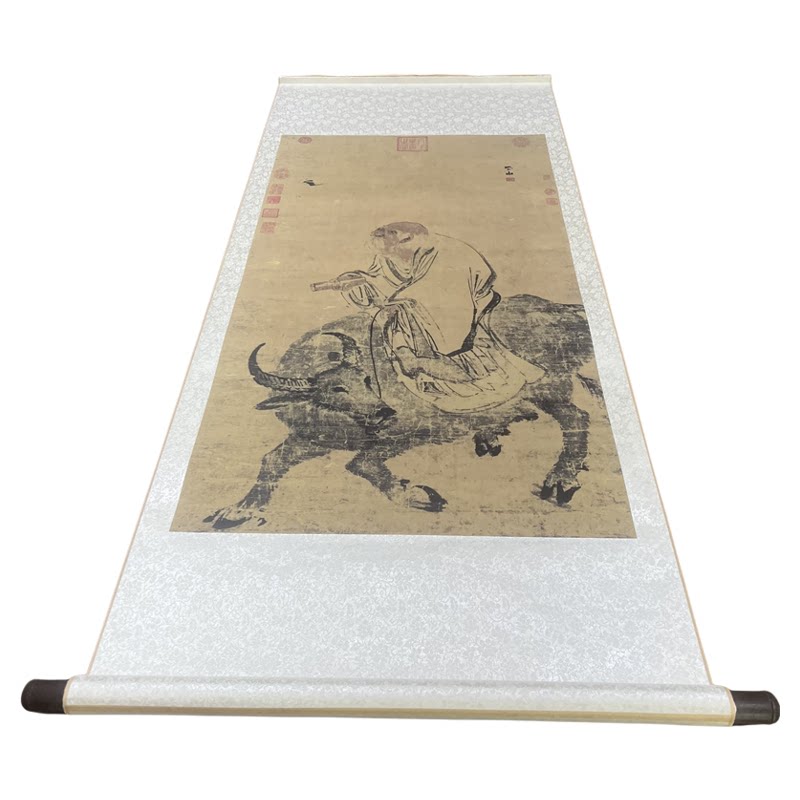 张路老子骑牛图高清古旧人物画