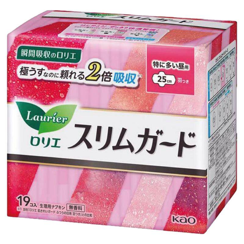 日本进口花王kao超薄瞬吸透气日用卫生巾有护翼无荧光剂s25cm19片