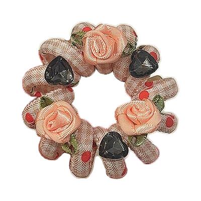 柔软夜色粉色花朵发圈